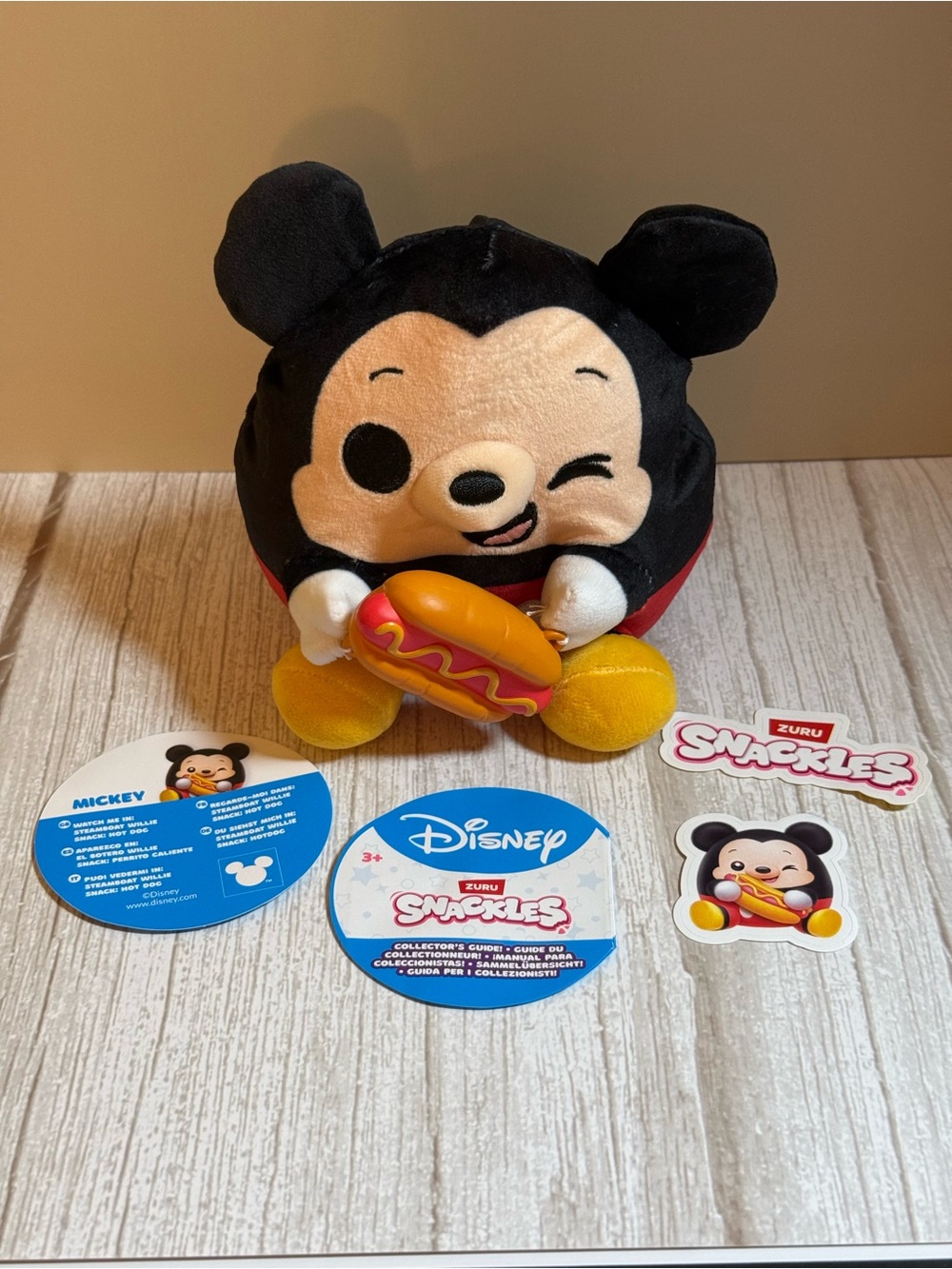 Disney Mickey Snackles Plush Toy - Black, Cream, Yellow, Red